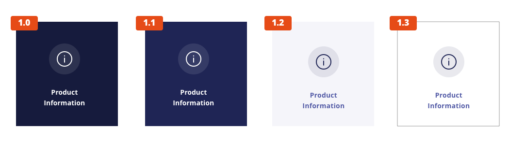 1.0 X-dark, 1.1 Dark, 1.2 Light, 1.3 X-light